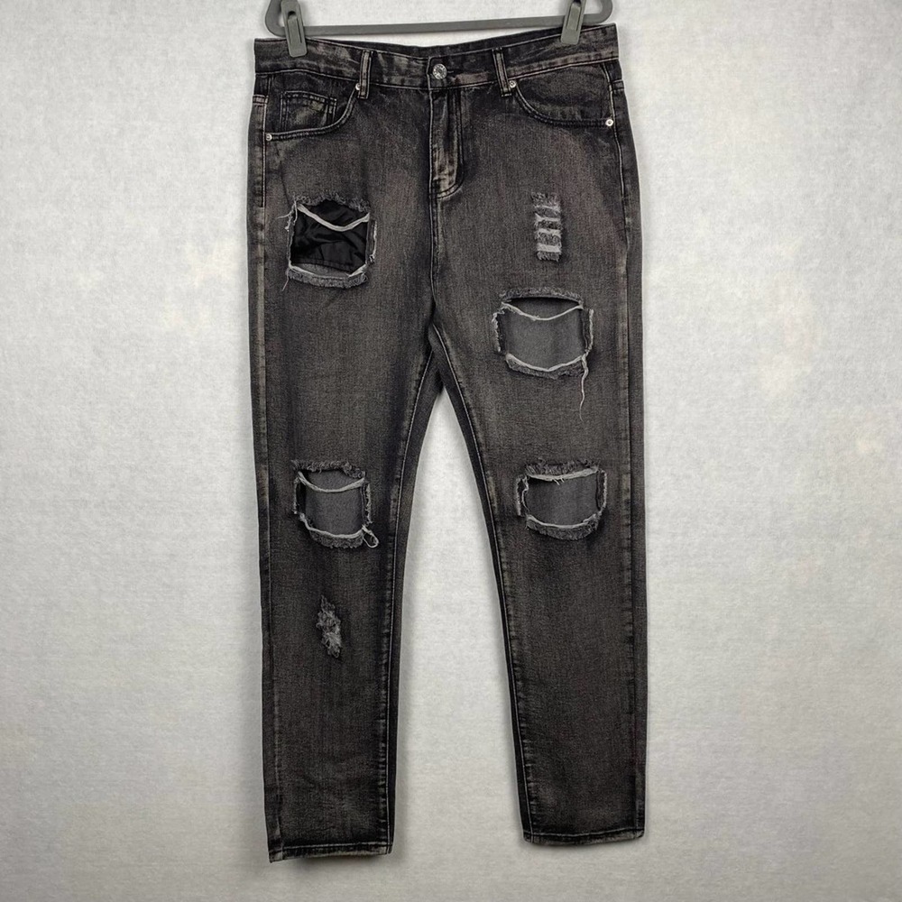 NWT ROMWE Men's Size 36 100% Cotton Distressed‎ Ripped Jeans